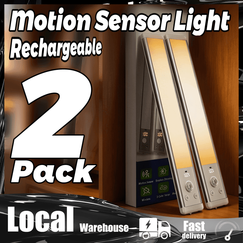 TEMU Under Cabinet Lighting - 2pack Motion Sensor Light Rechargeable, Wireless Led Sensor Lights Bars For Closet, Night Lights For Drawers, Wardrobe, Stair, Kitchen (silver - 24cm)