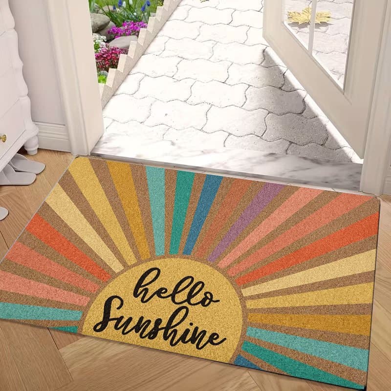 TEMU A Retro Welcome Mat For Indoor Use, Featuring A '' Design. Made From Flannel, Non-slip, Comfortable, And Easy To Clean, Making It Perfect For Home Decor In Bedrooms And Living Rooms