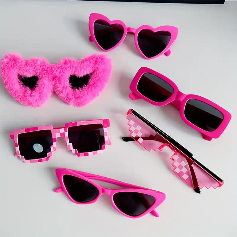 TEMU 6pcs Cute -shaped Glasses Set, Suitable For Birthdays, Wedding , Halloween Decorations, Holiday , Activities, Party Dress-up Decorative Glasses, Christmas Decorations