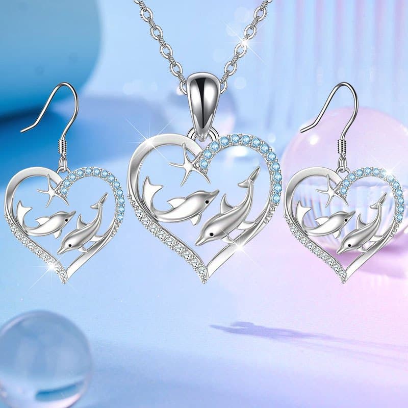 TEMU 3pcs Shining Easy Dolphin Personalized Earrings Necklace Party Commemorative Jewelry Exquisite Christmas Birthday Gift