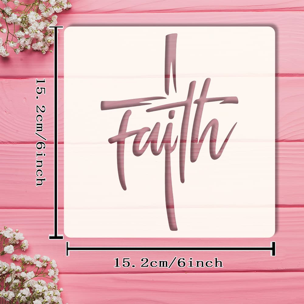TEMU 1pc 6x6 Inch (15.2x15.2cm) Cross Stencil Template With Cross Motif & Silhouette Shapes - Religious Easter Church Diy Craft Template For Fabric, Walls, Wood, Canvas - Hollow-out Plate For