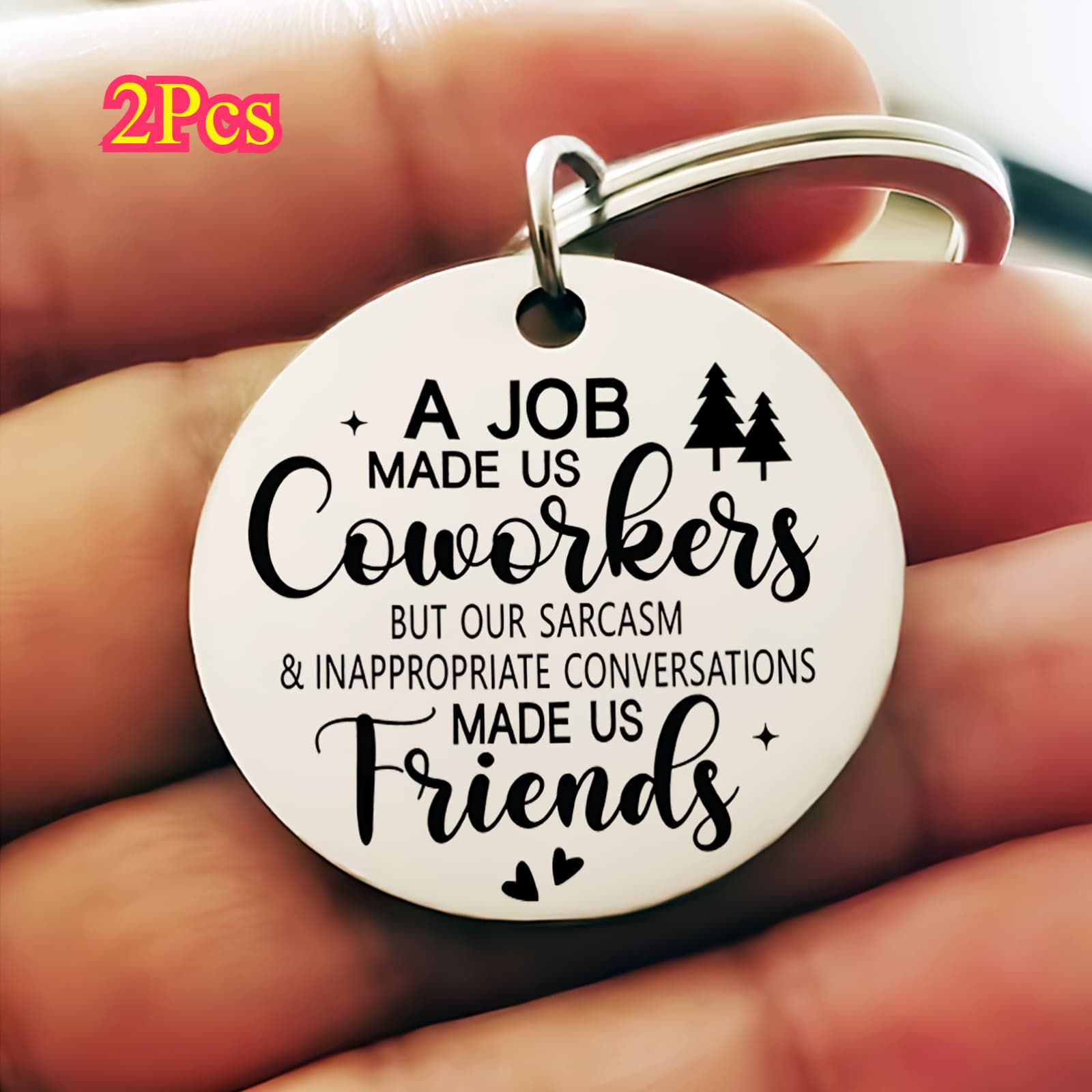 TEMU 2pcs Stainless Steel Coworker To Friend Keychain - Funny Office Interlocking Branches Keyring Suitable For Christmas, Gifts For Colleagues, Party Favors, Unisex For & (coworker Gifts)