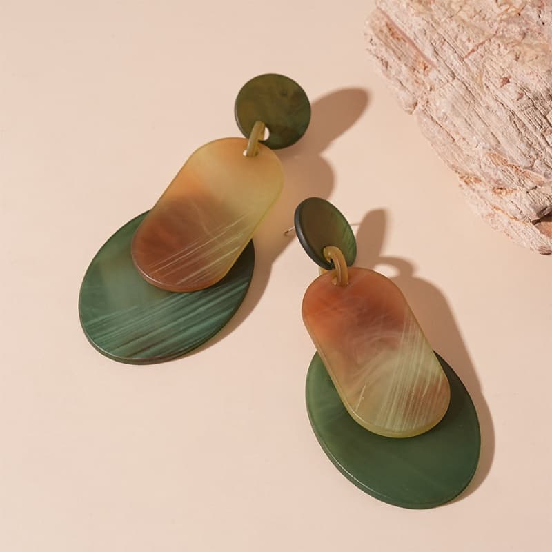 TEMU A Pair Of Exaggerated, Elegant Round-oval Acrylic Stud Earrings