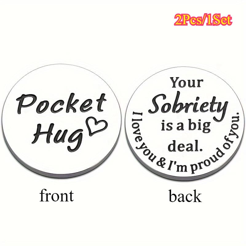 TEMU 2pcs, Sobriety Pocket Hug , Birthday Gift Christmas Anniversary Birthday Gift For Women And Men