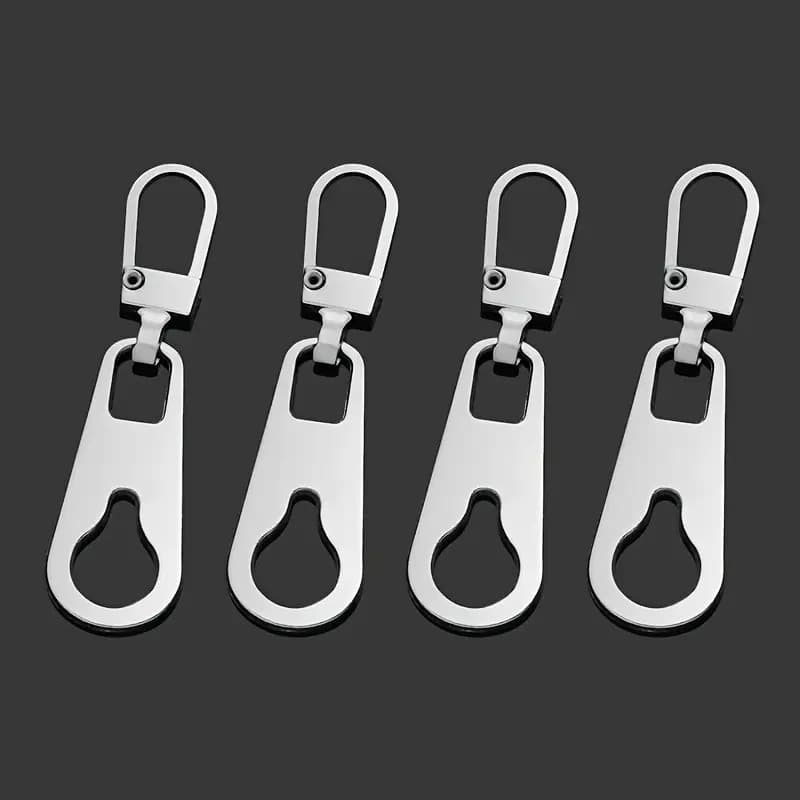 TEMU 4/5pcs Metal Zipper Pulls Detachable Bag Backpack Clothing Repair Kit Universal Zipper Slider Fastener Pendant Additions In Silver