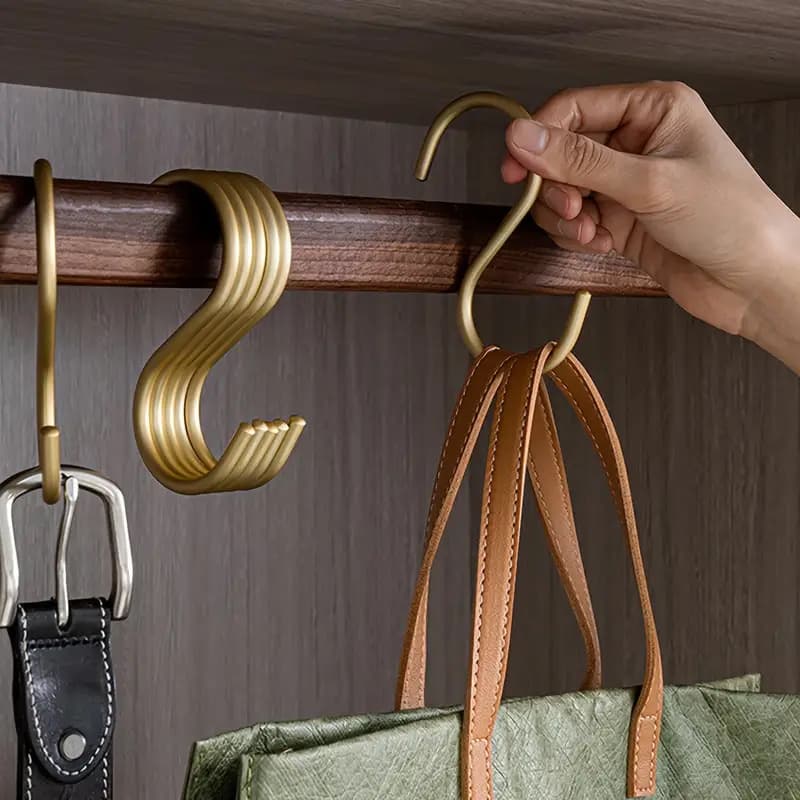 TEMU 7pcs -shaped Aluminum Alloy Hooks - Heavy Duty Design, Stylish , Suitable For Bathrooms, , Kitchens, Gardens, Perfect For Hanging Towels, Coats And Additions, Durable Metal Hooks