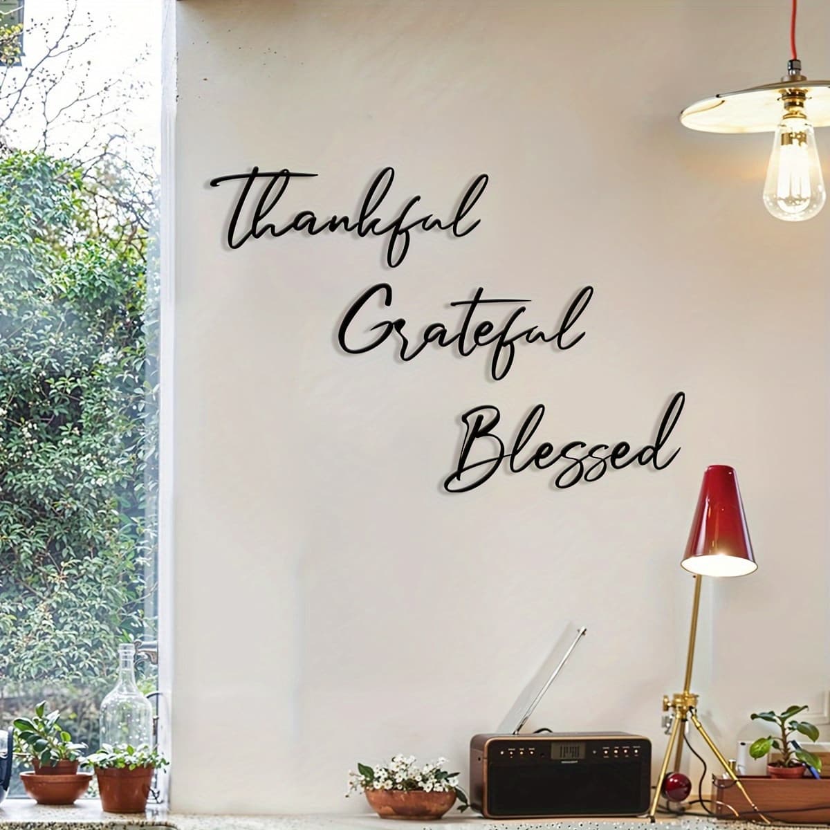 TEMU 2d Flat, 3pcs Of Grateful Metal Wall Decoration- , Featuring Minimalist Line Art Design- Suitable For Perfect Decoration In Bathrooms, Kitchens, Bedrooms, And Living Rooms, Perfect For Room Decor