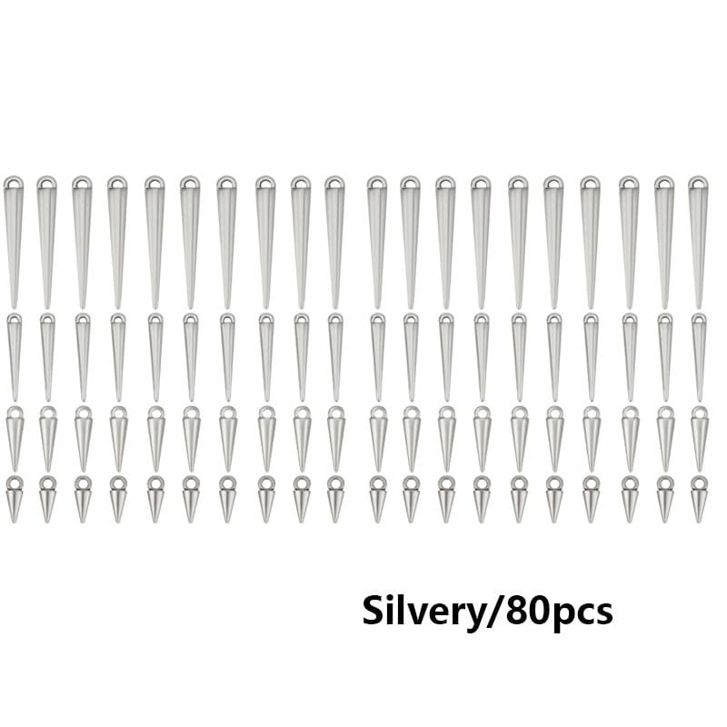 TEMU 80pcs Silvery Spike Pendants, Gothic Style, Vintage Tibetan Round Studs, For Handmade Jewelry Making Including Necklaces, Bracelets And Earrings, Unisex Craft Additions