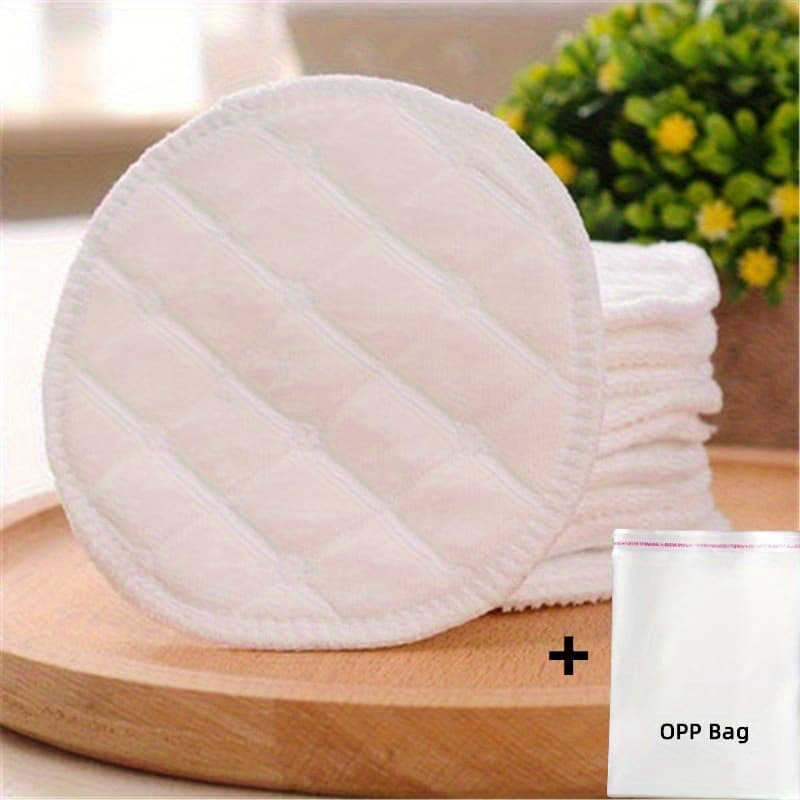 TEMU 12pcs Reusable Thickened Pure Cotton Edge Banding Three-layer Cotton Yarn Anti-overflow Breast Pad+1pc Opp Bag, Washable Cotton Pad, Breast Pad