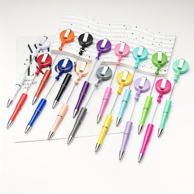 TEMU 10pcs/ 11pcs Stringable Pens With Black Ink Beads. Diy Pen, Badge Roll Pen, Clip Pen. Suitable For Nurses, Teachers, Back-to-, Holiday Parties, Halloween, Christmas.