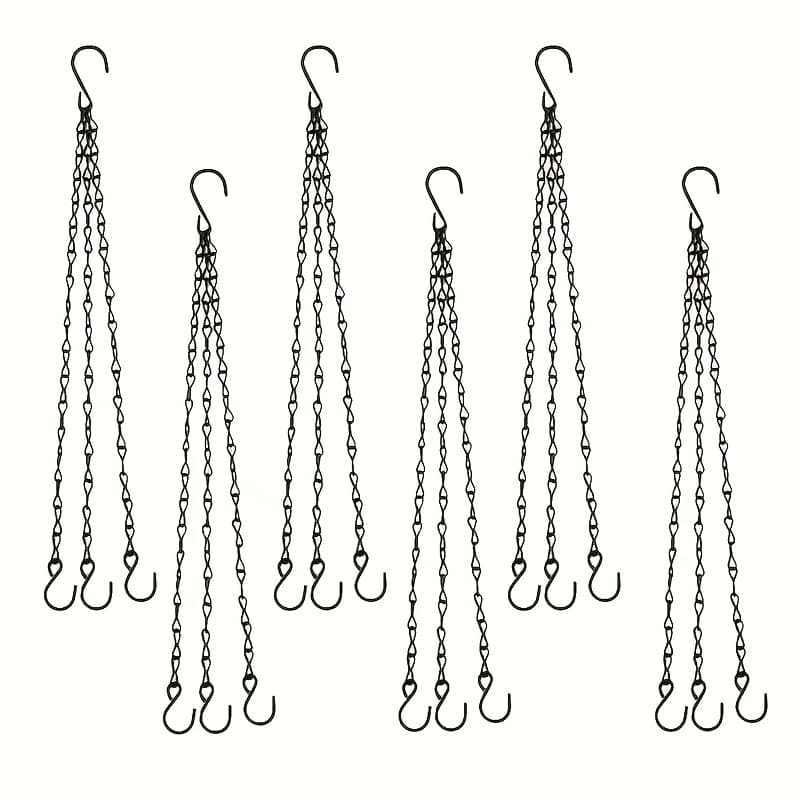 TEMU 6pcs, Black Hanging Chains With Hooks, Durable Iron Plant Hangers For Garden Pots And Baskets, Multi-functional Chain Hooks Suitable For Outdoor And Indoor Use
