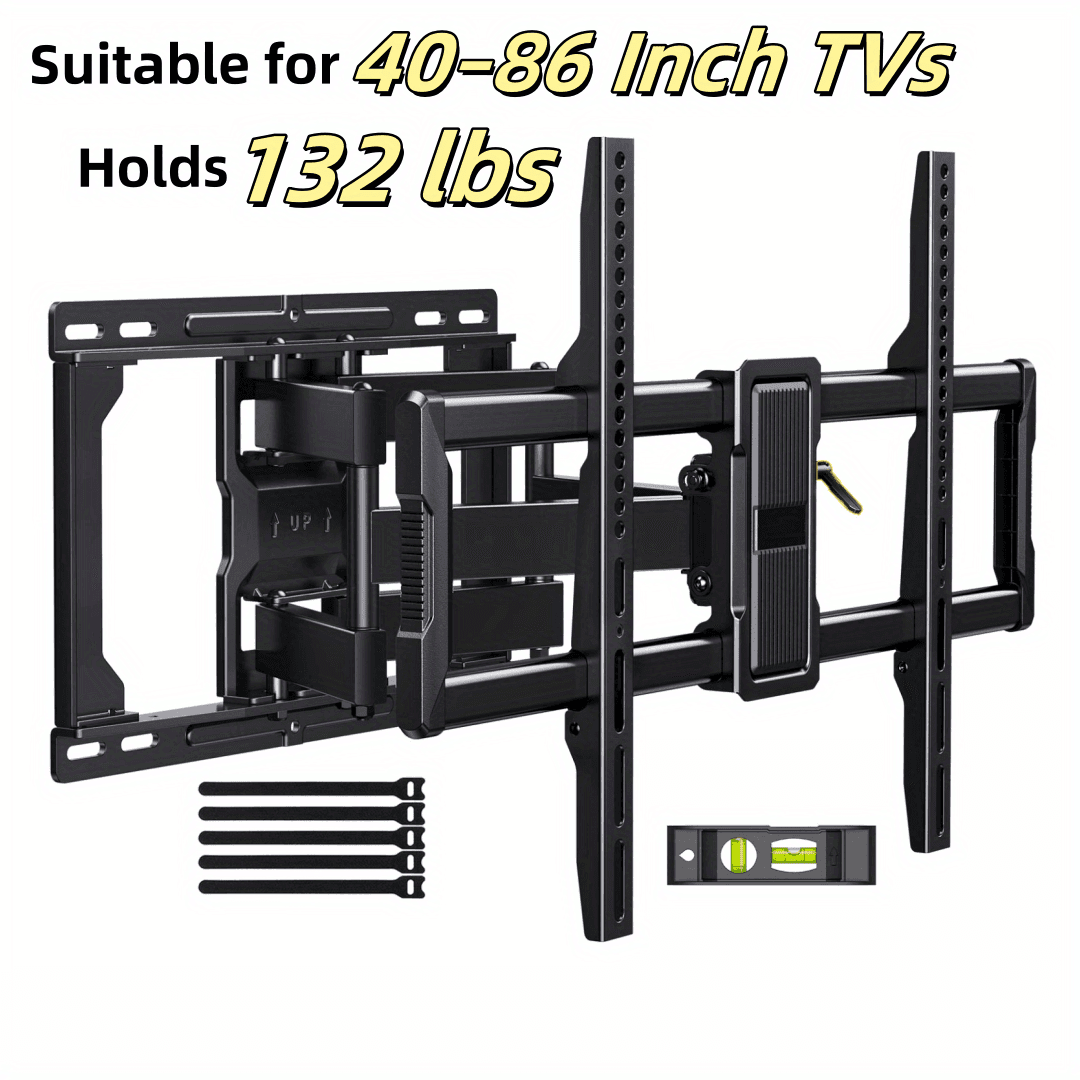 TEMU Fits 40-86" Tv Mount, Holds 132 Lbs Tv Wall Mount, Tv Wall Mount, Pre-assembled Tv Mount, Tilt, Rotate, Extend, Up To Vesa 600 X 400mm, 12"/16"wood Studs