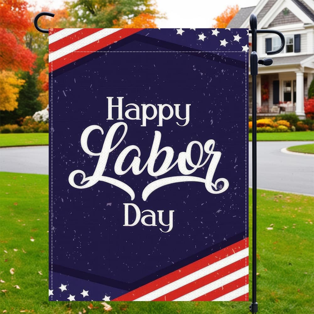 TEMU Happy Labor Day Garden Flag- Durable Polyester Outdoor Decoration With Patriotic Red, White, And , Perfect For Family Celebrations And Yard Decoration, Outdoor Garden Flag