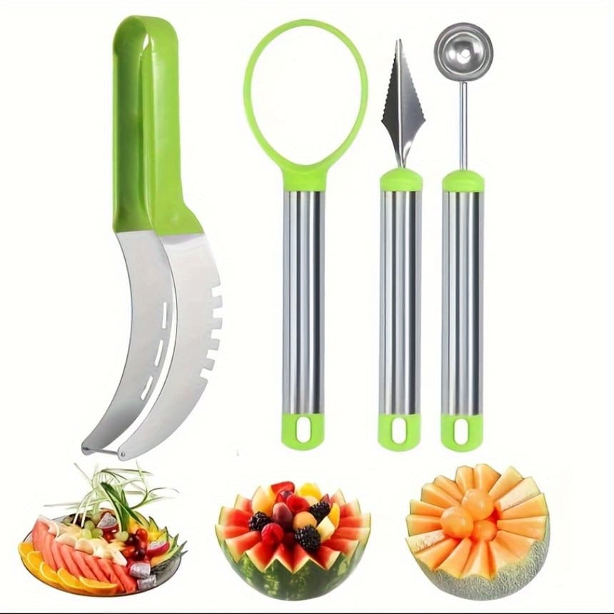 TEMU 4pcs Watermelon Slicer Set - Multi- Carving Tools - Includes Ball-digging Spoon - Fruit Flesh Separator - Watermelon Slicing - Must-have - Ideal Gift