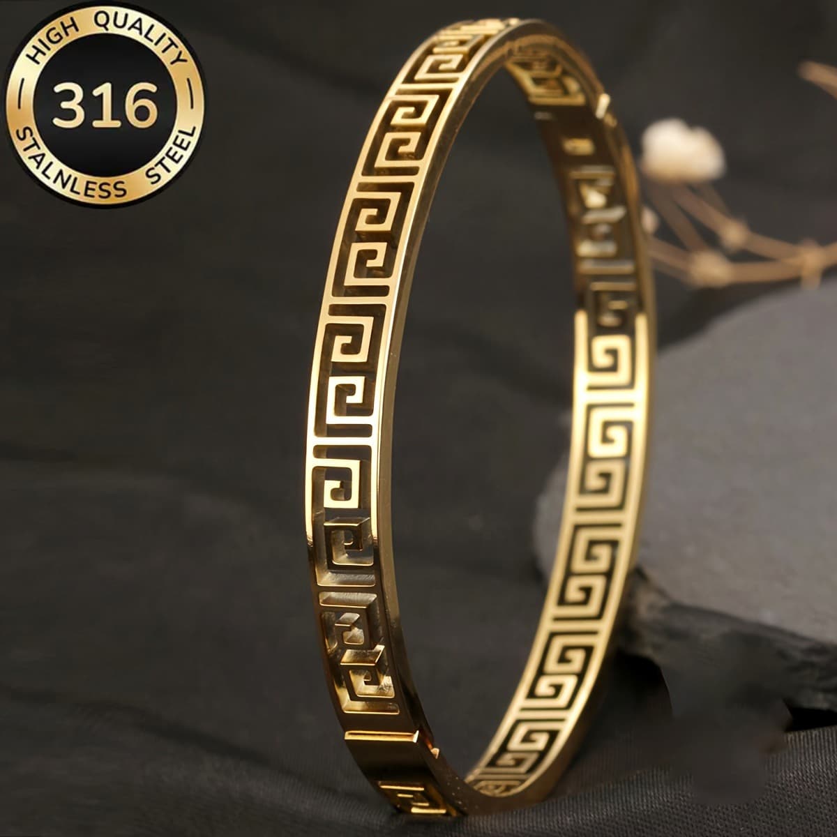 TEMU Allergy-free Luxury Steel Bracelet With , Daily Versatile Retro-style Jewelry, Holiday Gift For Girlfriend/lover