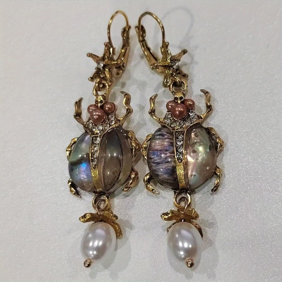 TEMU A Set Of Vintage-style Earrings Designed With An Insect Theme - Featuring A With Vibrant Decorations And Pendants, Perfect For Making A Statement At Parties, Suitable For Everyday Use, Halloween