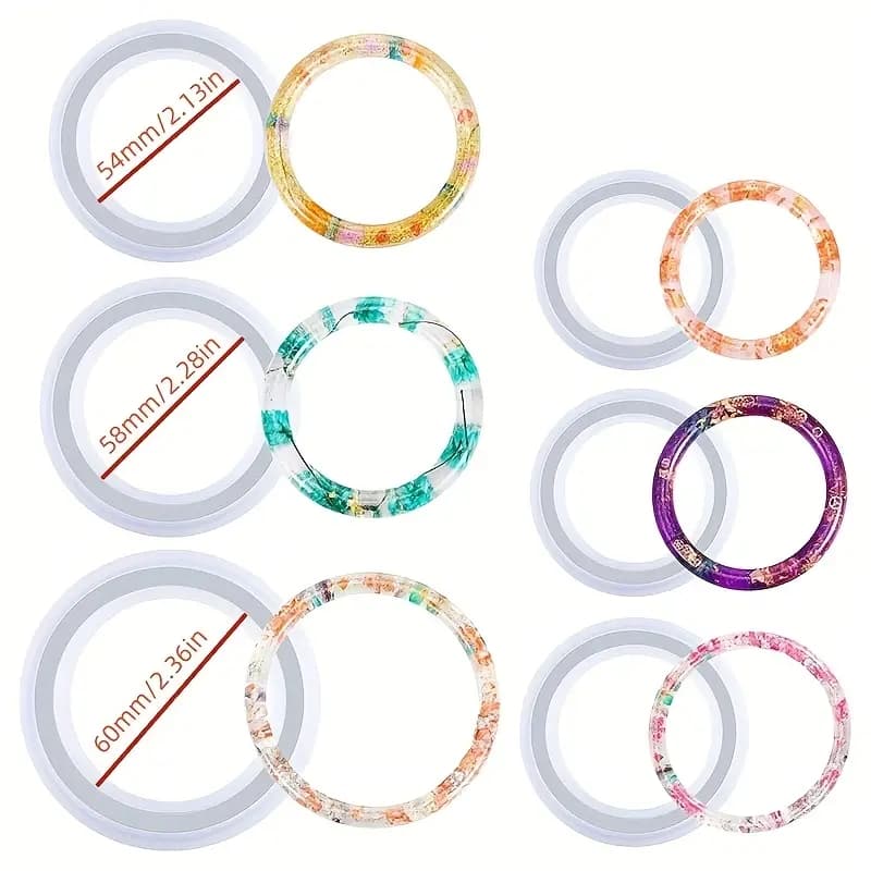 TEMU 3pcs Set Of Dropper Rubber Mold Bracelet Mold Cylindrical Handmade Resin Bracelet Silicone Mold