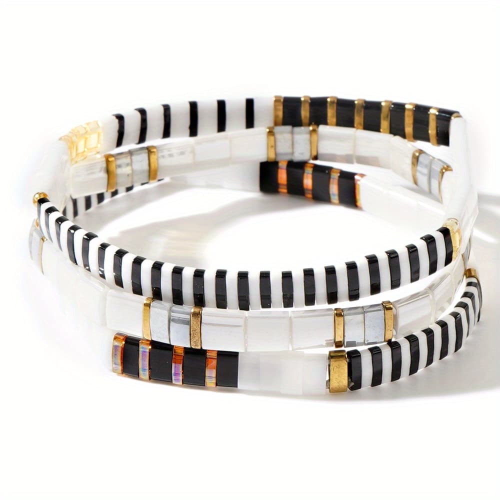 TEMU 3pcs Women's Bracelet, Hand Chain Set Bohemian Style Bracelet Fashion Stackable Bead Hand Chain Jewelry Suitable For Men And Women Daily Stacked Matching Gift Friend Gift