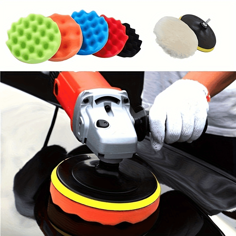TEMU 3/4/5 Inch Car Polishing Disc 8pcs/set Self-adhesive Polishing Waxing Sponge Wheel Polishing Pad For Car Polisher Drill Adapter