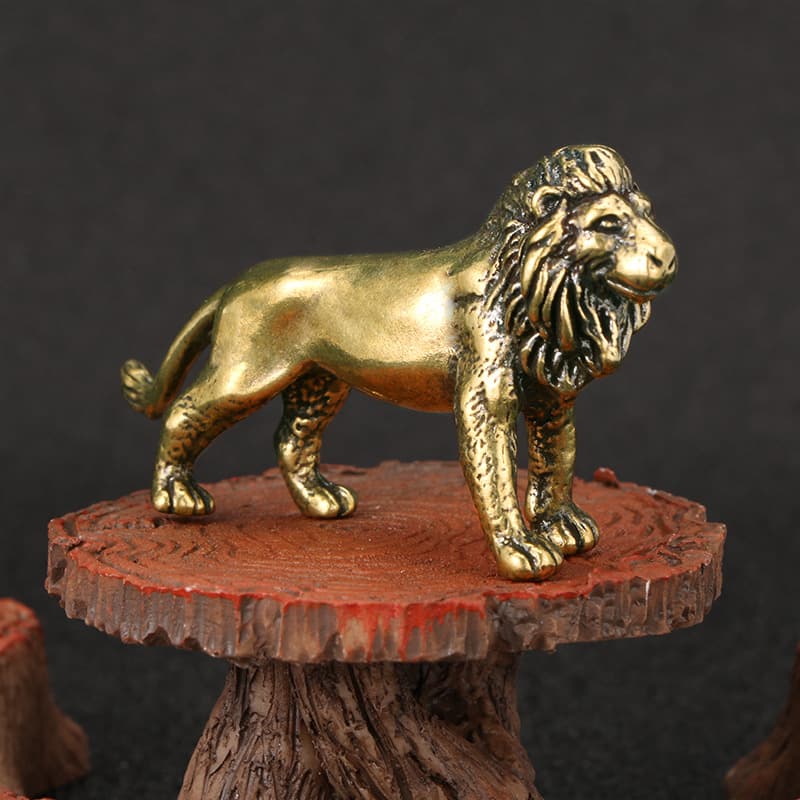 TEMU Collectible Figurines ， Lion Brass Figurine - Cute Home, Desk, Office, Bookshelf Decoration, Gift For Colleagues, Wholesale Christmas Decor