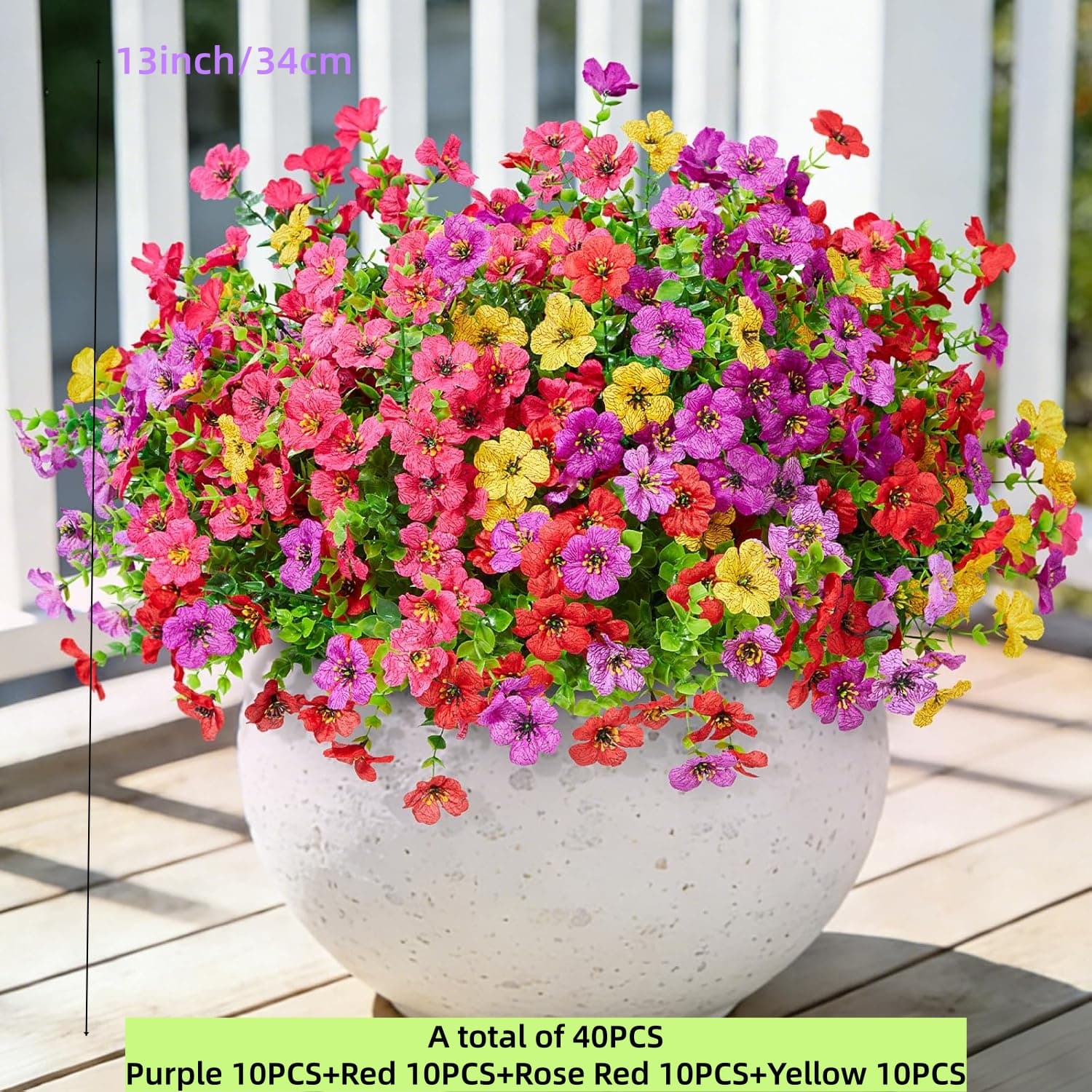 TEMU 40pcs Outdoor Artificial Daisy Flowers Realistic Look Uv Resistant Fade Proof Fake Daisies For Spring Summer Decor Home Garden Porch Hanging Baskets Patio Decoration Red Magenta