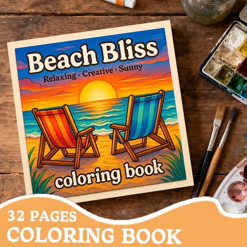 TEMU A Coloring Book For Adults Featuring Red And Chairs, A Sunset, And . A And Soothing Gift For Stress Relief, Perfect For Mindfulness, Taking Breaks , Relaxing At Home