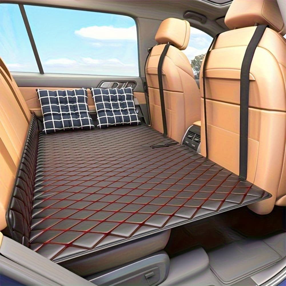 TEMU Thickened Faux Leather Car Mattress, Foldable Universal Sleeping Pad For Back Seat, Non-inflatable Sedan, Travel Camping Car, Foldable Bed, Afternoon Sleeping Device