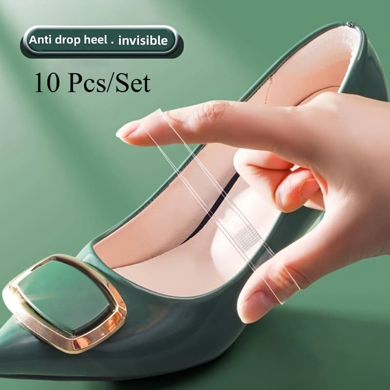 TEMU 10pcs Transparent Shoe Straps For High Heels - Anti-slip Elastic Heel Grips For Women's Pumps, Sandals And Party Shoes, Comfortable Additions, For Stability , Invisible Straps, Shoe Additions