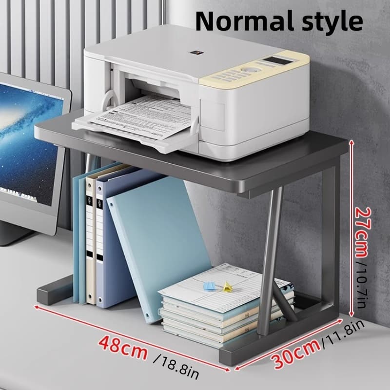 TEMU 1pc Desktop Printer Storage Rack For School Office And Home, Sturdy Double Layer Printer Stand With Storage Shelf - Space-saving Desk Organizer For Office & Home