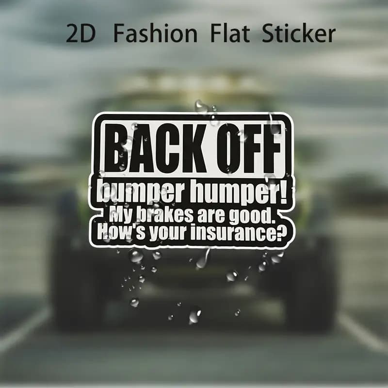 TEMU 2d Flat, Humorous Vehicle Sticker "keep Your ! My Brakes Well, How's Your Coverage?" Black & White Waterproof Vinyl Decal - Durable Rear Window Ornament