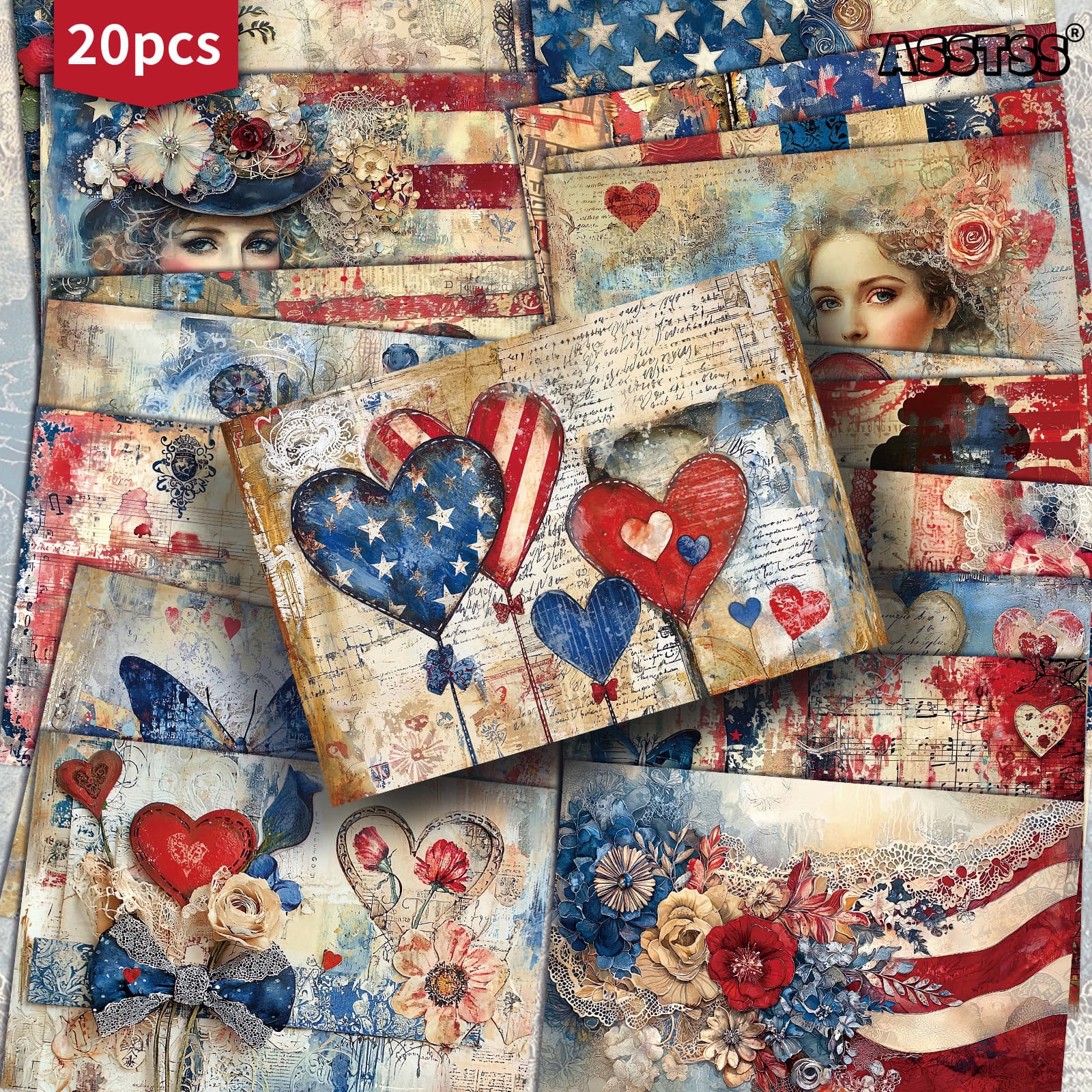 TEMU 20-pack Asstss Retro Day Postcards 4x6 Inches Retro Junk Journal Supplies, Classic Pinup Illustrations Collectible Decorative Painting Cards For Scrapbooking & Crafting