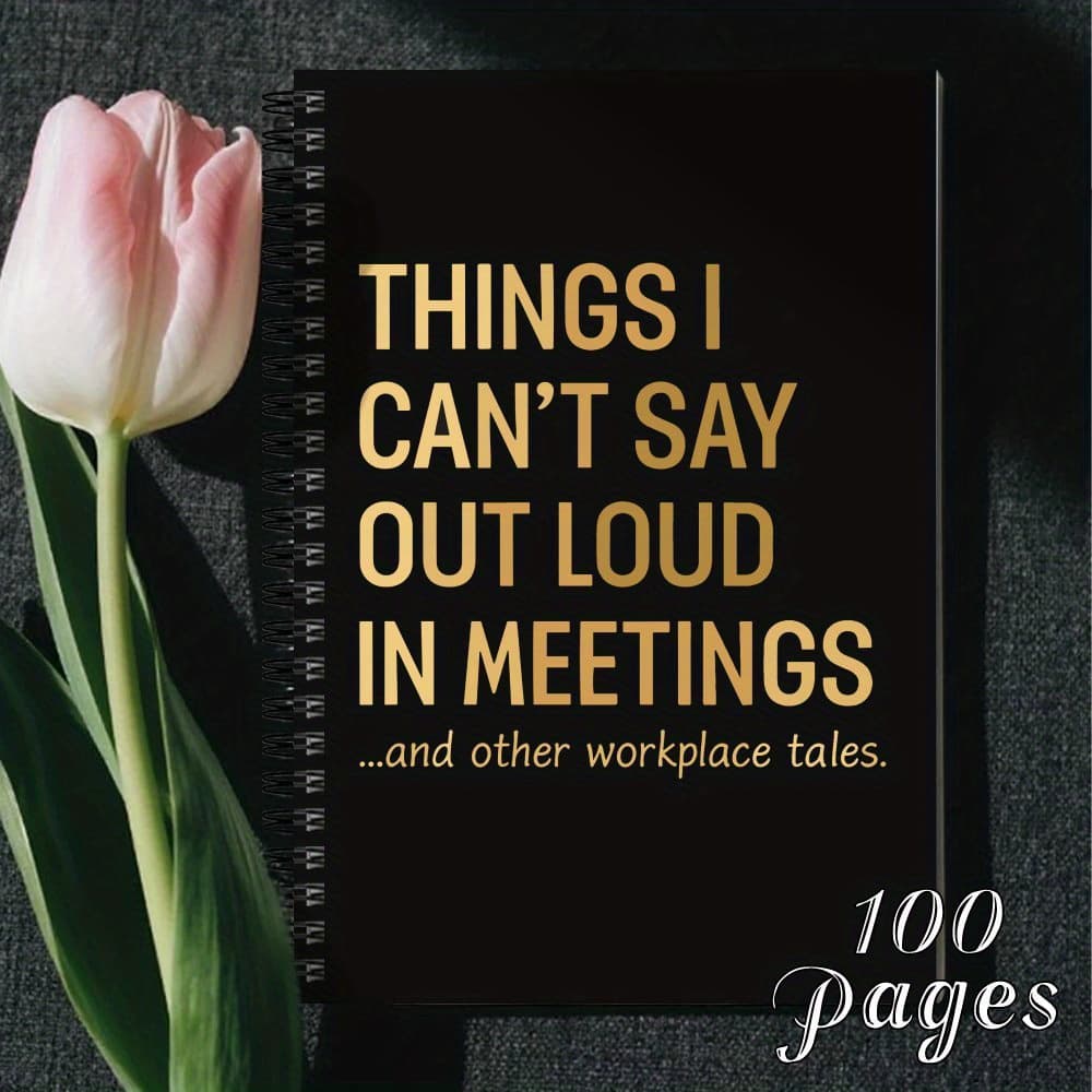 TEMU Funny Office Diary Journal With "things I Say In Meetings" Cover - Horizontal Ruled Matte Spiral Binding Notebook For , Coworker Gifts & Unexpressed Meeting Notes