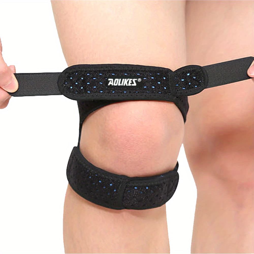 TEMU 1/2pcs Aoulikes Sports Knee Brace With Silicone Knee Strap, Suitable For Running, Hiking, Basketball, Fitness, Breathable Pa Material, Non-textile, Unisex Design