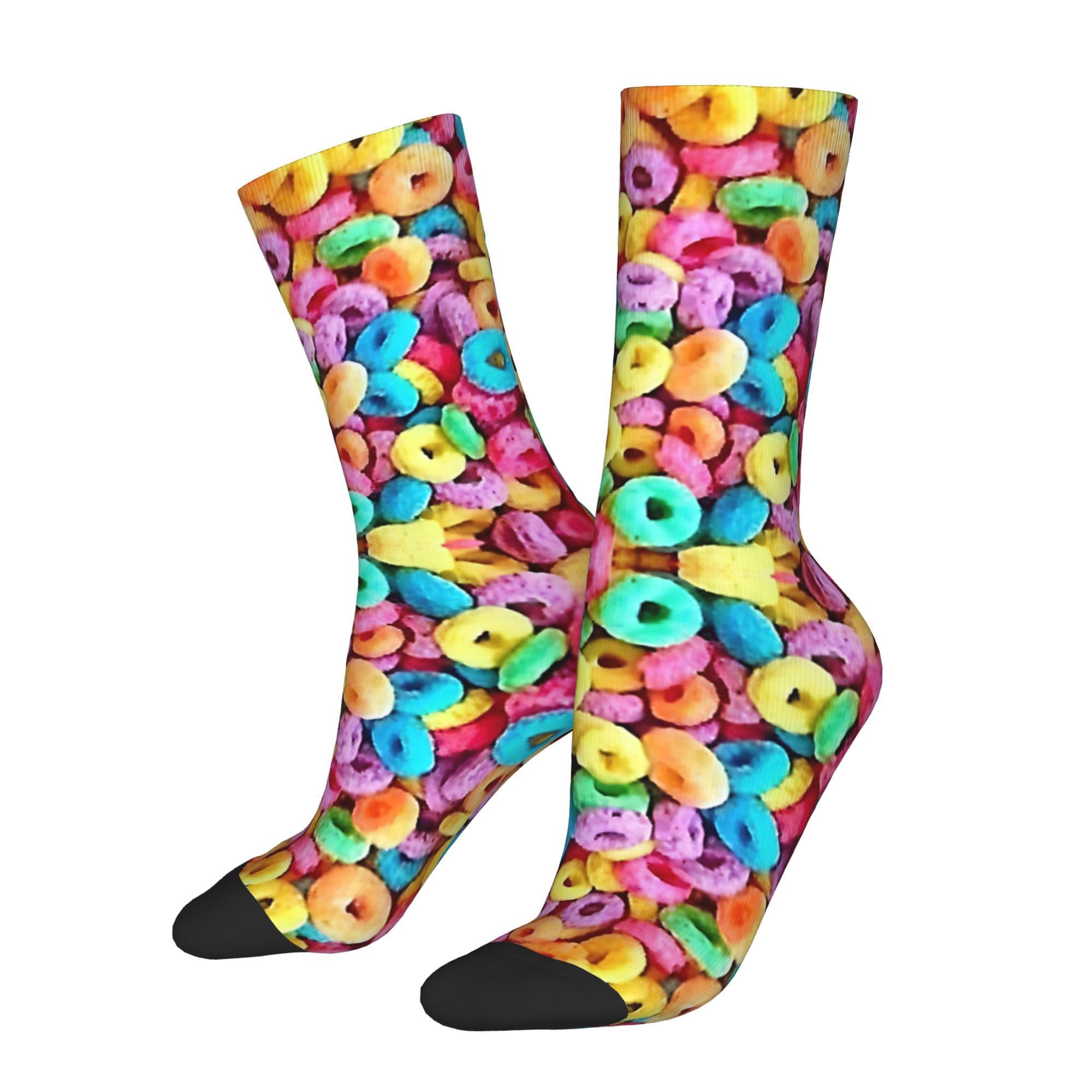 TEMU Cereal Socks - Full-body Iconic Loop Symbols, Fun & Winter , Nostalgic Breakfast Treat Socks (unisex)
