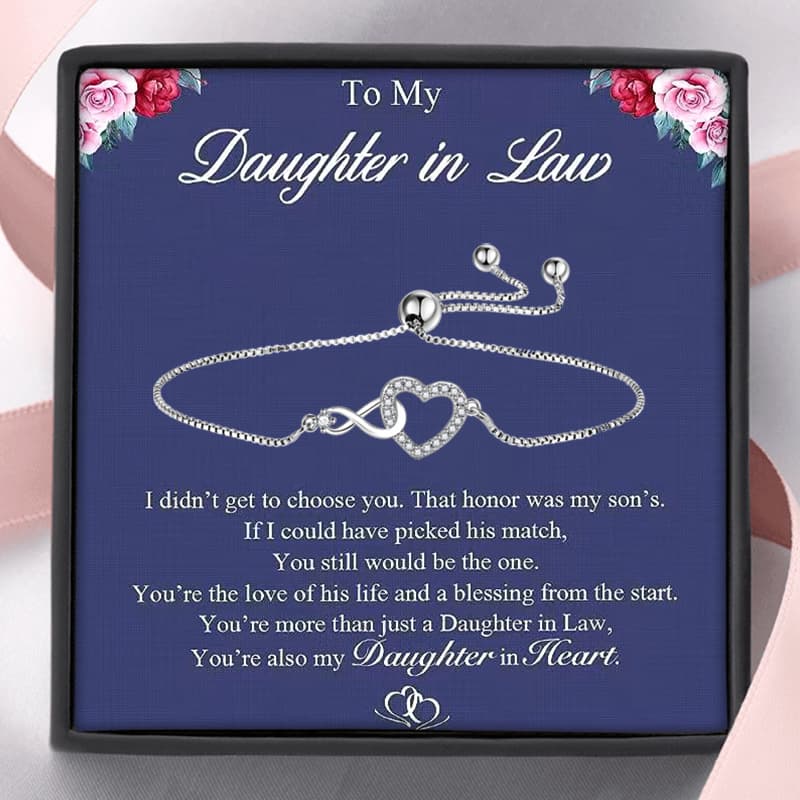 TEMU To My Daughter In Law Heart Bracelet With Card & Box, Birthday Gift, Christmas Gift