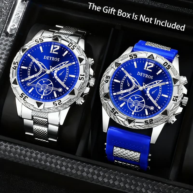 TEMU 2pcs Men's Quartz Watch Set - Display (no Watches) | , Casual & Business Watches With Quartz Movement & Hands | Multi-watch For Men For Casual Attire, Gifts (christmas/valentine's Day) 2pcs Set