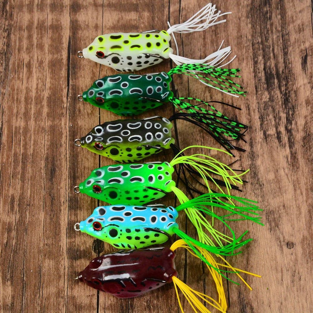 TEMU 6pcs Topwater Fishing Lures Kit Popping Soft Bait Frog Type Lures For Fishing