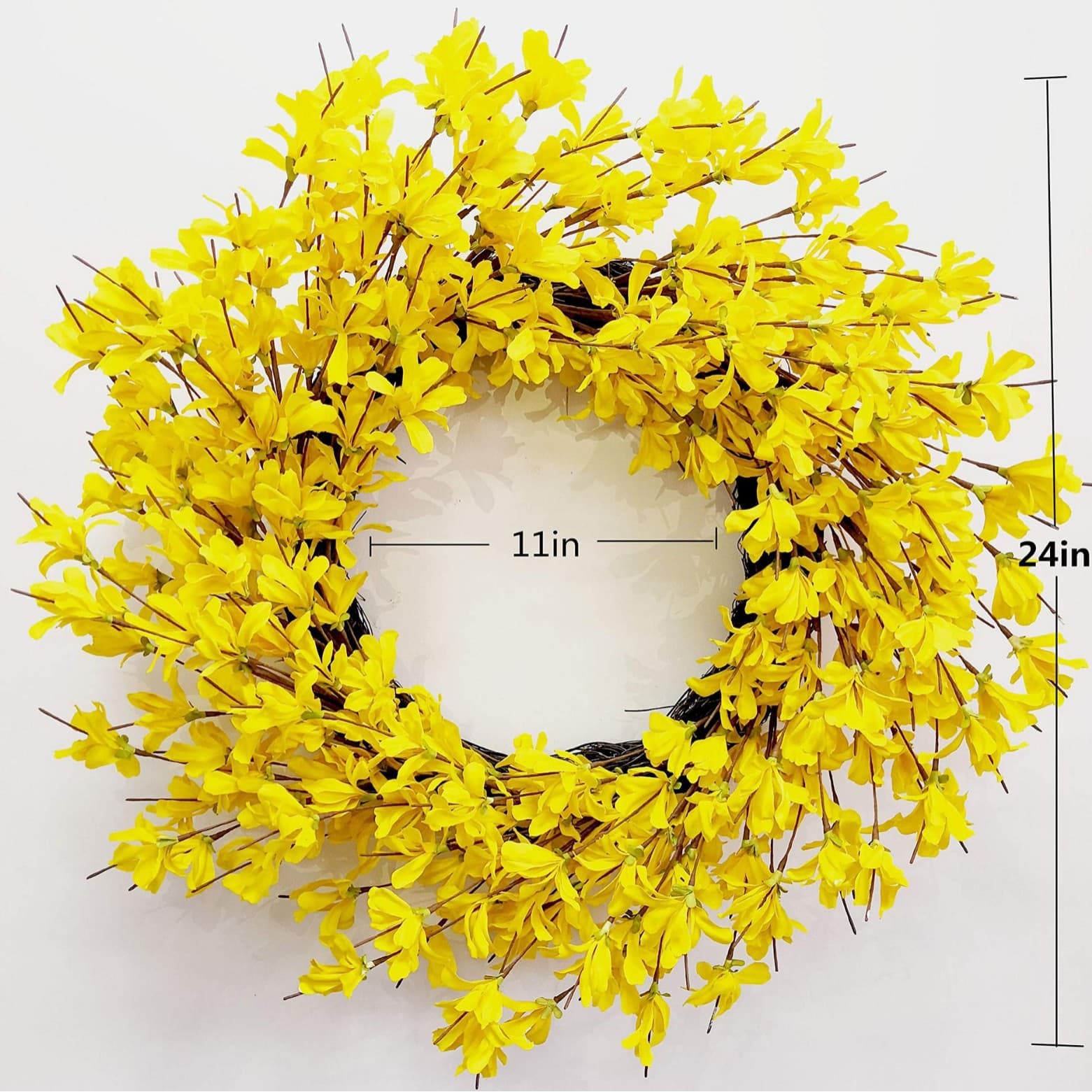 TEMU 24-inch Yellow Spring Wreath | Plastic Wall Decoration For Easter, , And Wreath Day
