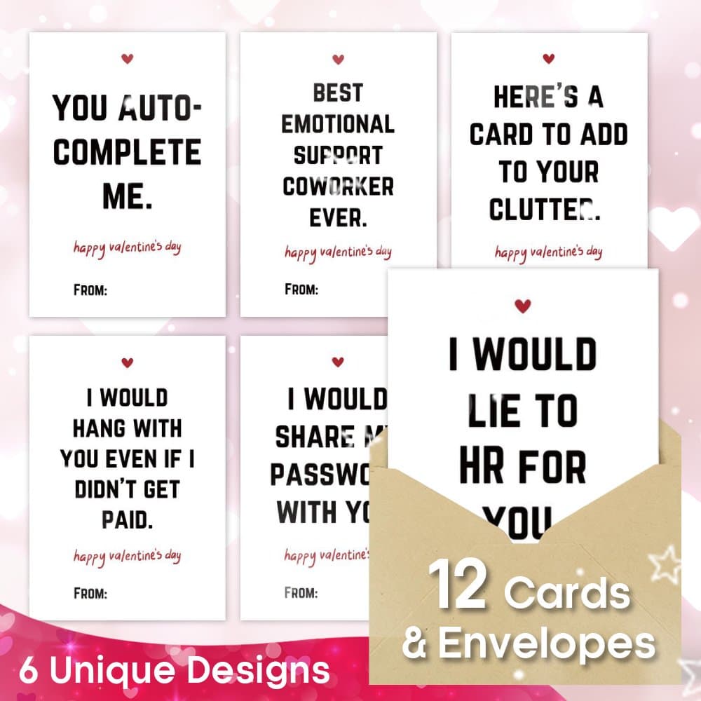 TEMU 24pcs Funny Coworker Valentine's Day Cards With Envelopes, Hilarious Valentines Card Pack, Anniversary Wedding Thank You Gifts For Friend Coworker