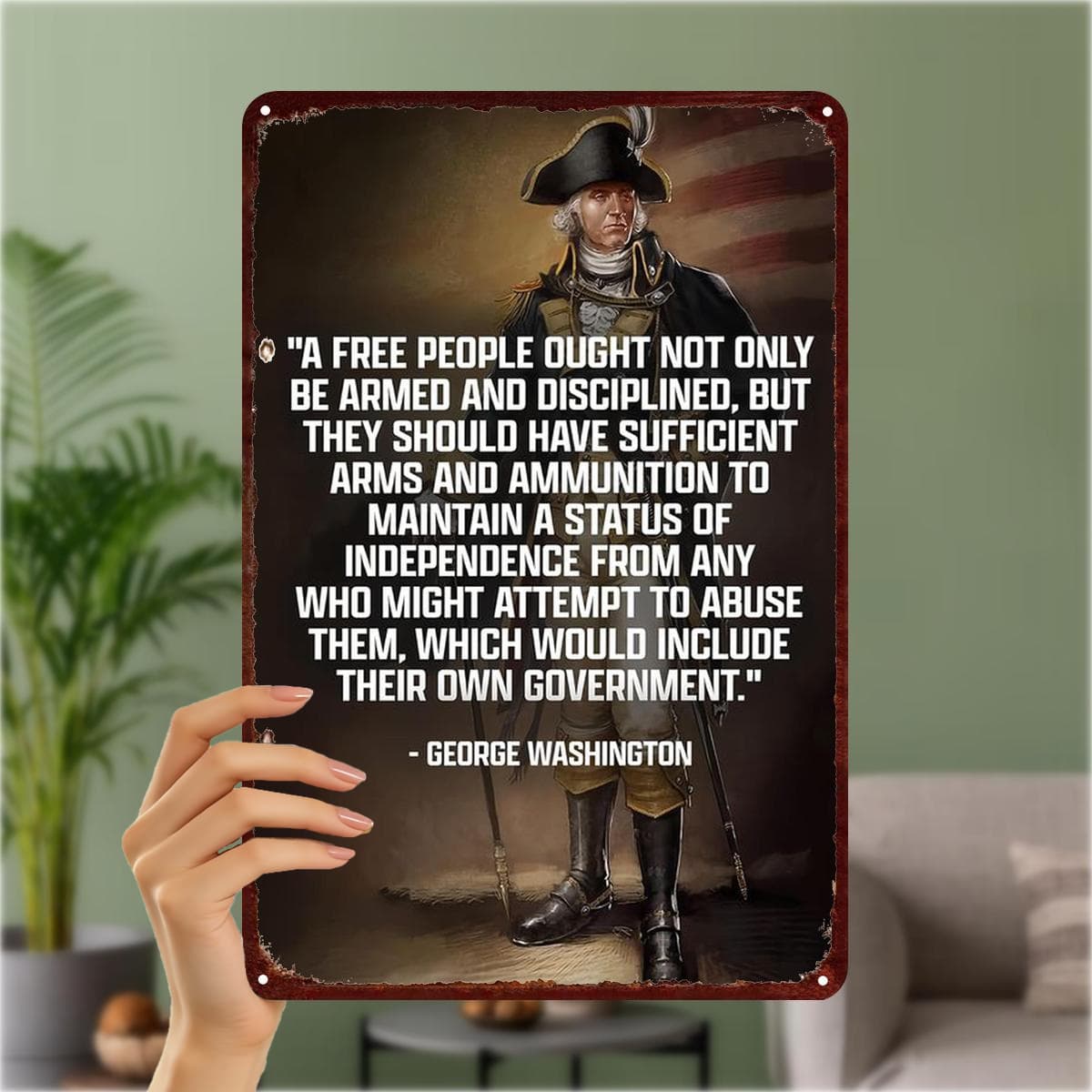 TEMU 2d Flat 1pc, "george Quote Metal Wall Art - 'a Ought Not Be ...' - Patriotic American Decor" 8×12 Inch