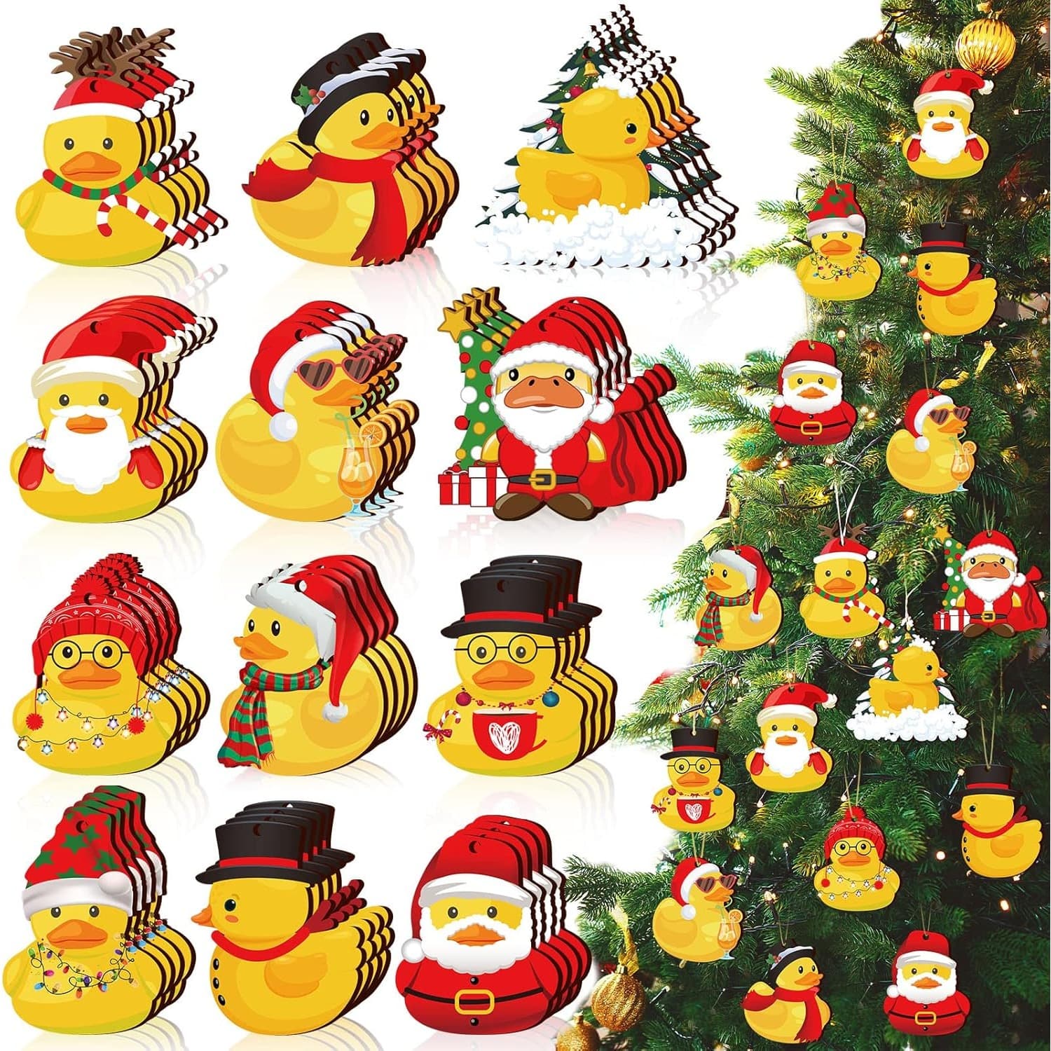 TEMU 24pcs Christmas Ornaments For Tree Duck Wooden Hanging Ornaments Summer Tree Decoration With Rope For July Craft Supplies Party Decor(duck Style)pendants, Drops Finials