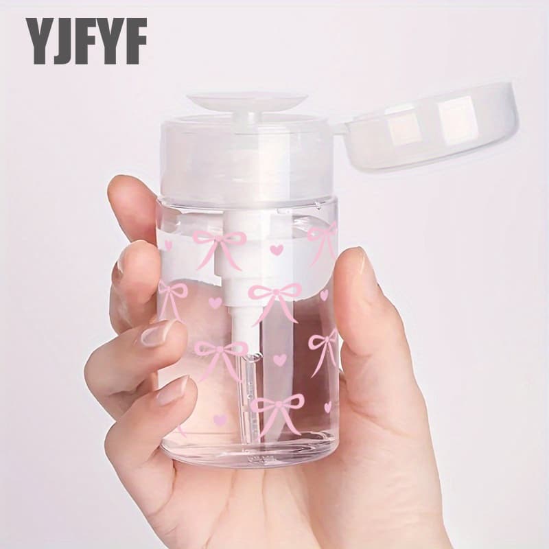 TEMU 1pc, -type Transparent Plastic Empty Bottle With Flip , Travel-sized Cosmetic Bottle With Bow And Heart Pattern, Makeup Remover And Toner Dispensing Container For Skincare