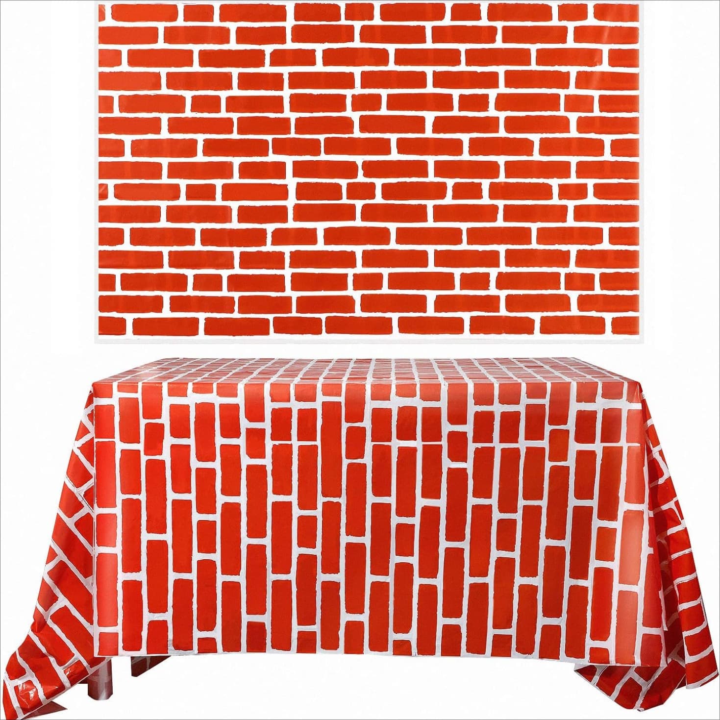 TEMU 2pack 4.5 X 9 Feet Brick Stone Wall Backdrop Stone Wall Scene Setter Brick Sheet Wallpaper Curtains Door Removable Brick Tablecloth Photo For Winter Halloween (red, Brick)