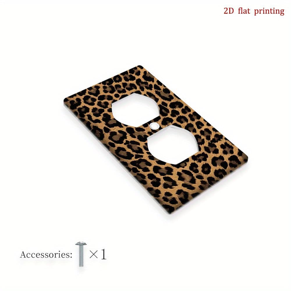 TEMU 1pc [2d Flat Printing] Leopard Print Outlet Cover Plate Decorative Wall Plates, Suitable For Farmhouse Bedroom Room Plastic Art Decor