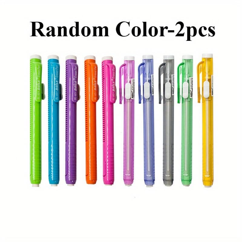 TEMU Random Color 2pcs Telescopic Pencil Eraser | Durable And , | Replaceable And Reusable Rubber Eraser For Use , Offices, And Homes