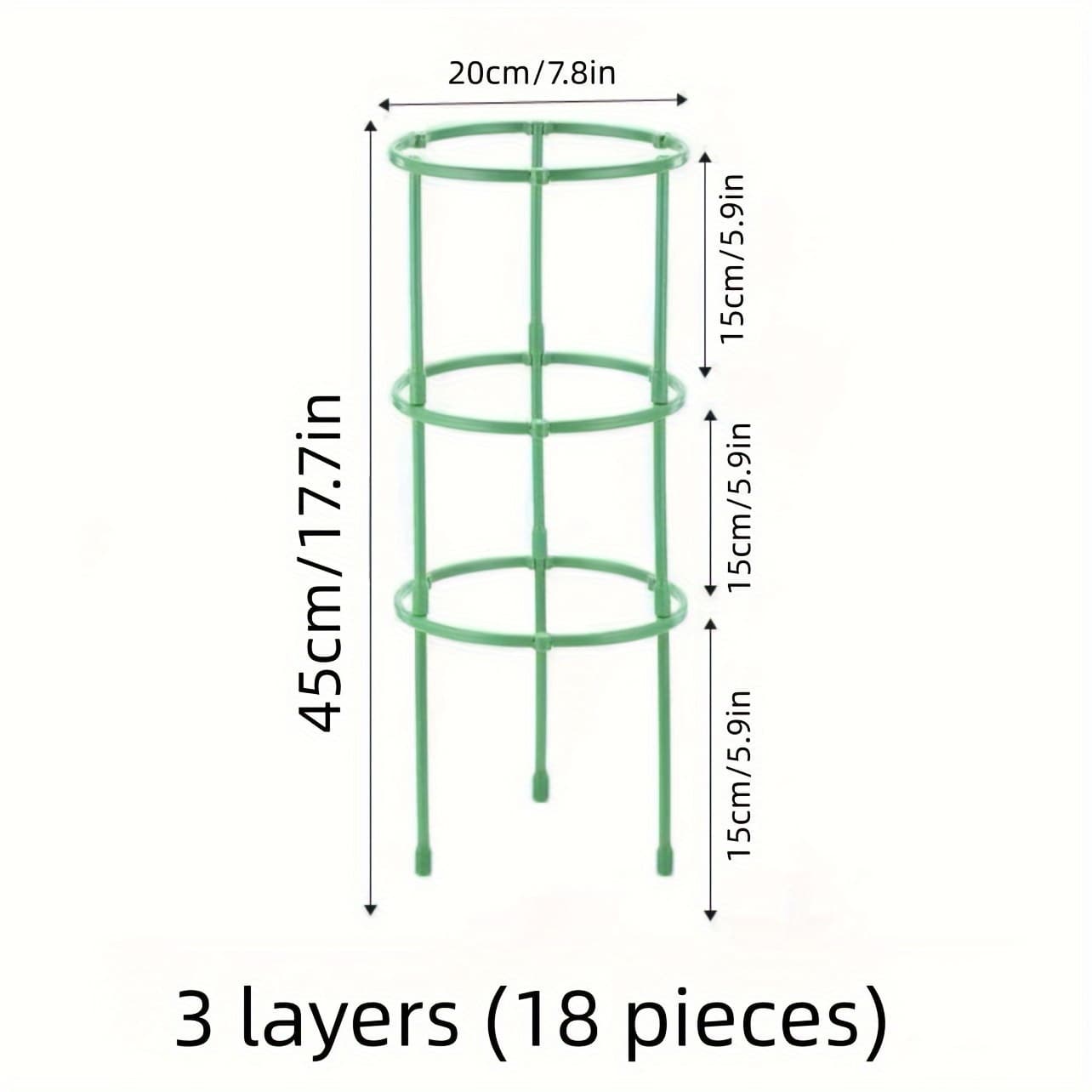 TEMU 18pcs 3-layer Plant Support Set Flower Vine , Used For Gardening And Lawn Care, Suitable For Potted Plants And Garden Flowers