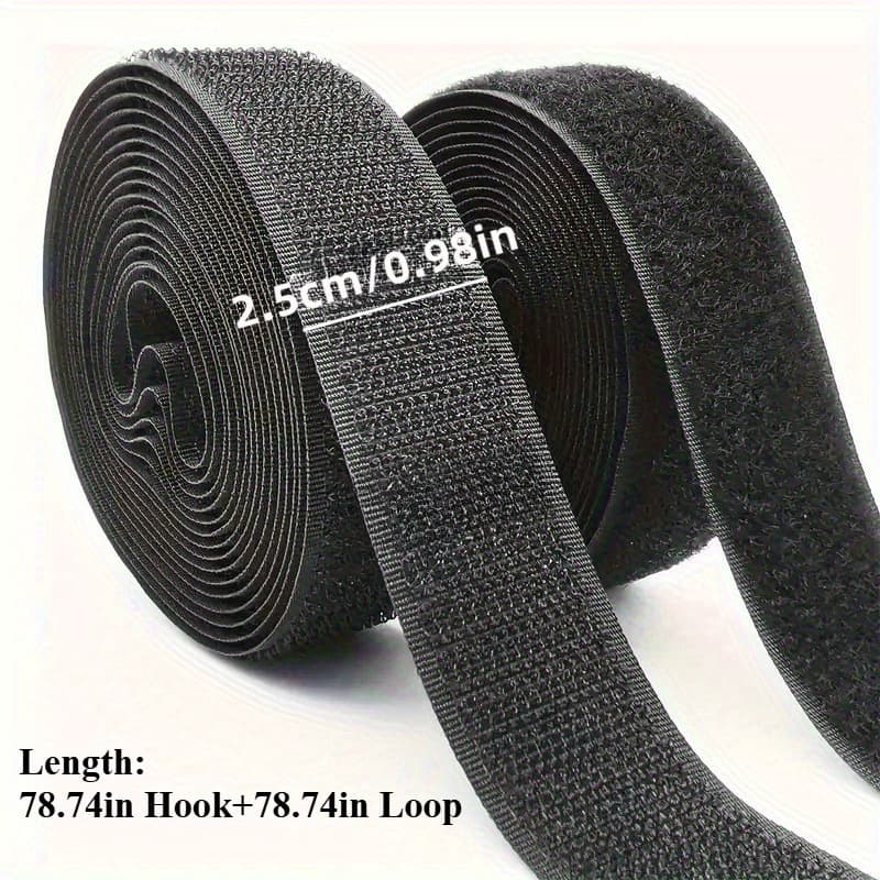 TEMU 2 Rolls Heavy-duty Fastener Tapes - Ultra-long 0.98in X 78.74inch No-sew Strong Adhesive Tape, For Clothing, Shoes, Bags, Seat Belts, Crafts - Easy-to-use Adhesive-free Attachment (no Residue)