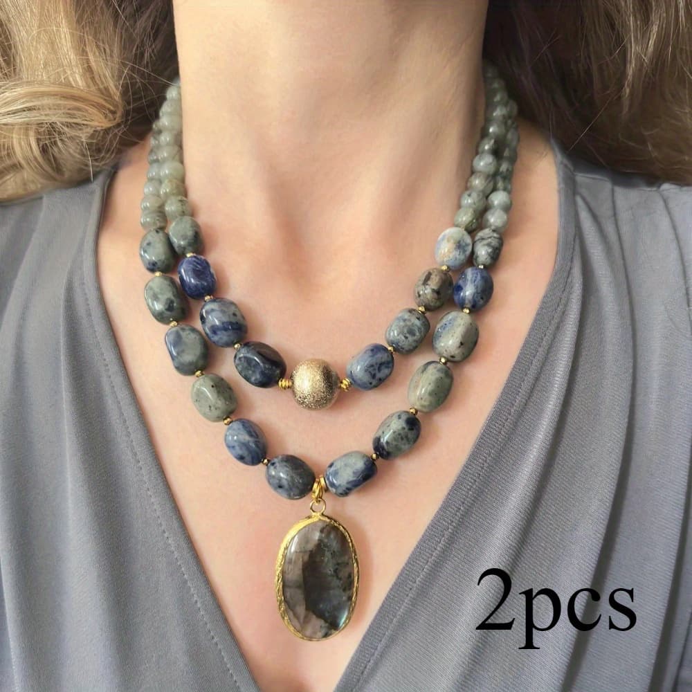 TEMU Vintage-style Necklace Featuring An Uneven Natural Stone Pendant, Perfect For An Anniversary Present