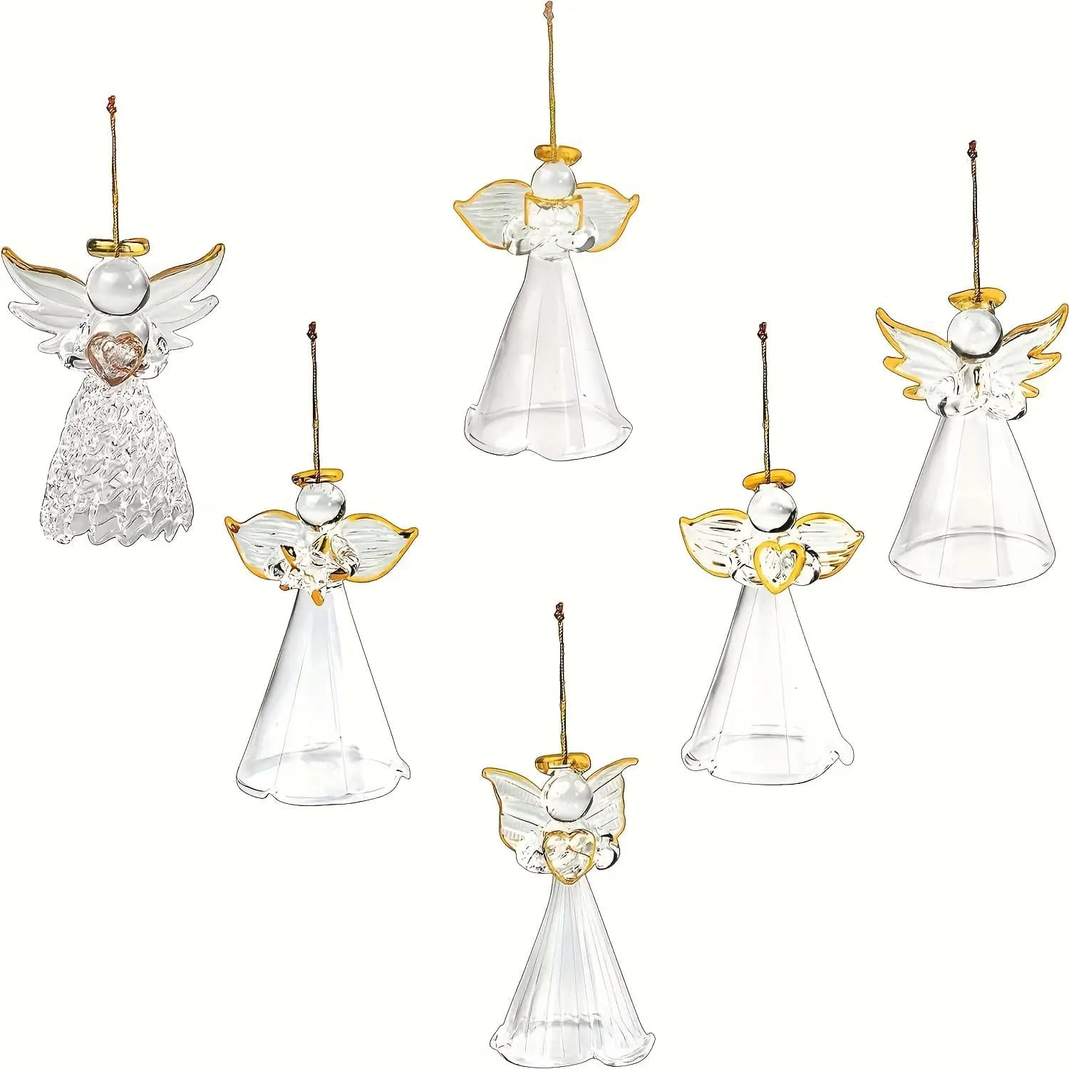 TEMU Set Of 6, 2.5-inch Glass Christmas Ornaments, Suitable For Christmas Tree Decorations, Party Supplies, Valentine's Day, Weddings, And Home Decor, Featuring Transparent Glass Religious Statues
