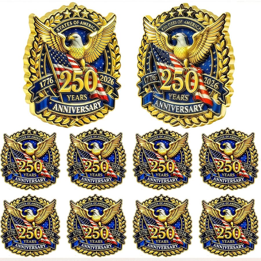TEMU 10pcs 250th Anniversary Lapel Pin Brooch - 1776-2026 Usa Suitable For Suit, Backpack, Hat | 3d Hard Enamel Raised Vintage Retro Patriotic With | Day Gift, 250 Years Celebration Collectible